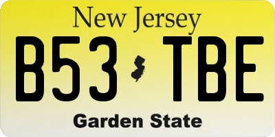 NJ license plate B53TBE