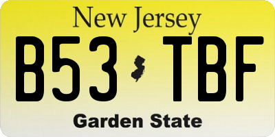 NJ license plate B53TBF