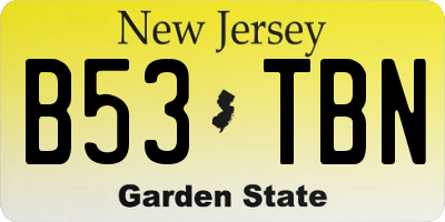 NJ license plate B53TBN