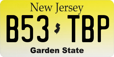 NJ license plate B53TBP