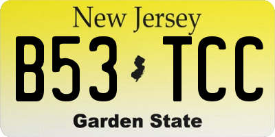 NJ license plate B53TCC