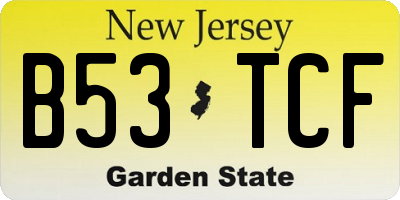 NJ license plate B53TCF