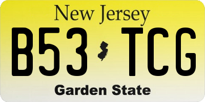 NJ license plate B53TCG