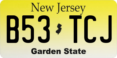 NJ license plate B53TCJ