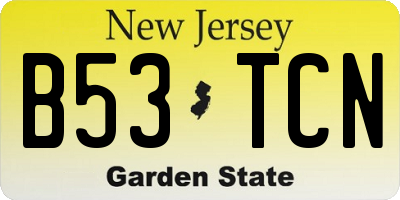 NJ license plate B53TCN