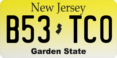 NJ license plate B53TCO