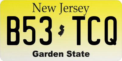NJ license plate B53TCQ