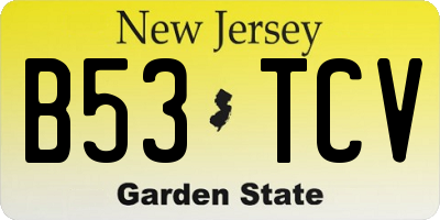 NJ license plate B53TCV