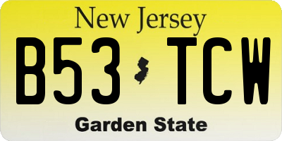 NJ license plate B53TCW