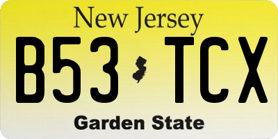 NJ license plate B53TCX
