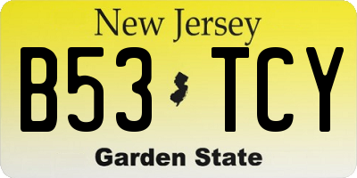 NJ license plate B53TCY