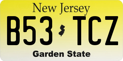 NJ license plate B53TCZ