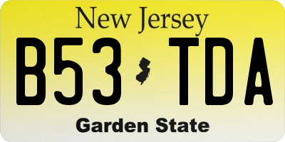 NJ license plate B53TDA