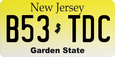NJ license plate B53TDC