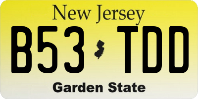 NJ license plate B53TDD