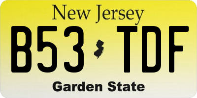NJ license plate B53TDF