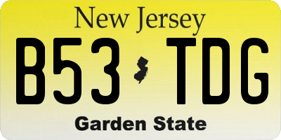 NJ license plate B53TDG