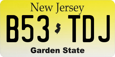 NJ license plate B53TDJ