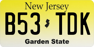 NJ license plate B53TDK