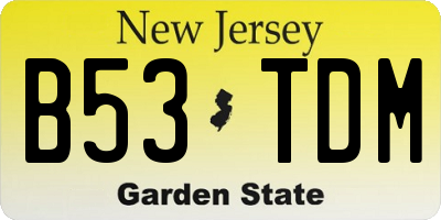 NJ license plate B53TDM
