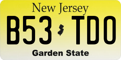 NJ license plate B53TDO