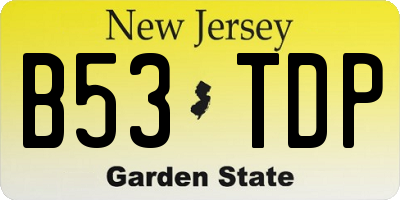 NJ license plate B53TDP
