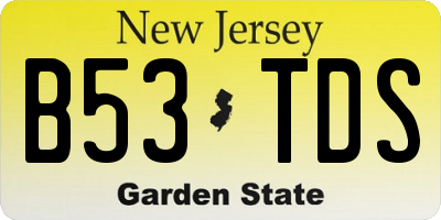 NJ license plate B53TDS