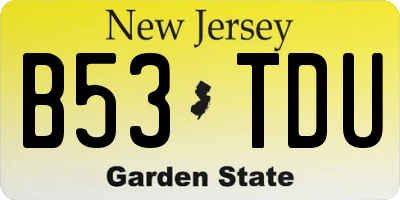 NJ license plate B53TDU