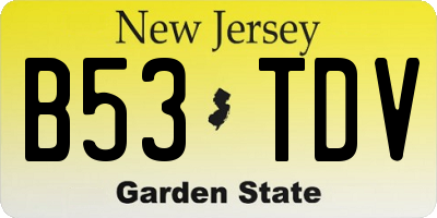 NJ license plate B53TDV
