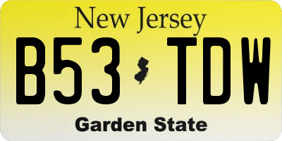 NJ license plate B53TDW