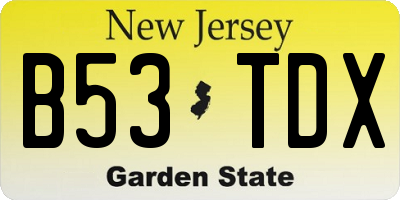 NJ license plate B53TDX