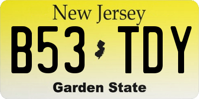 NJ license plate B53TDY