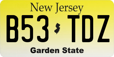 NJ license plate B53TDZ