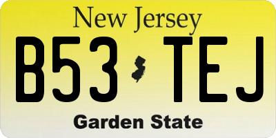 NJ license plate B53TEJ