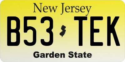 NJ license plate B53TEK