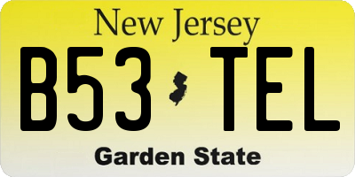 NJ license plate B53TEL
