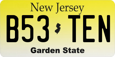 NJ license plate B53TEN