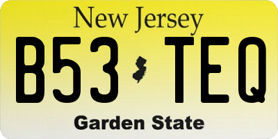 NJ license plate B53TEQ