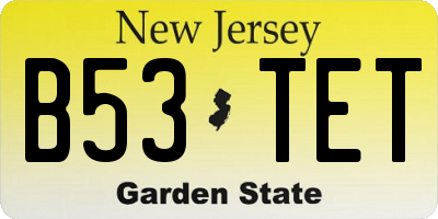 NJ license plate B53TET
