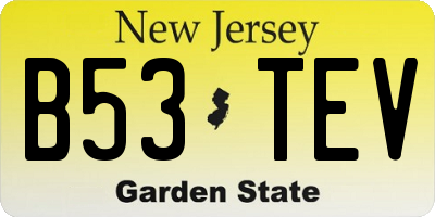 NJ license plate B53TEV