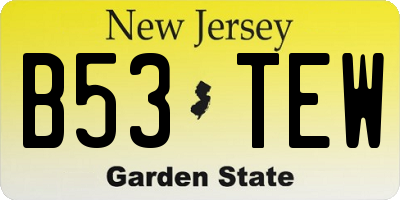 NJ license plate B53TEW