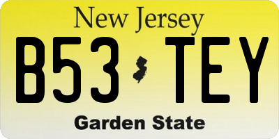 NJ license plate B53TEY