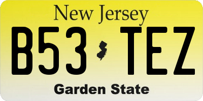 NJ license plate B53TEZ