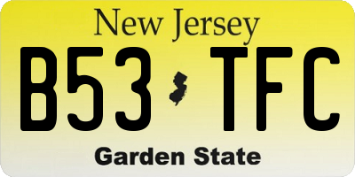NJ license plate B53TFC