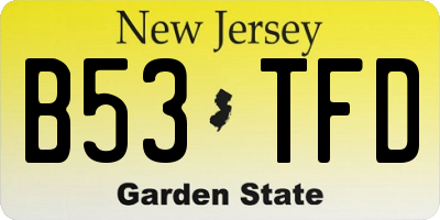 NJ license plate B53TFD
