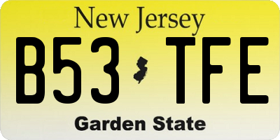 NJ license plate B53TFE
