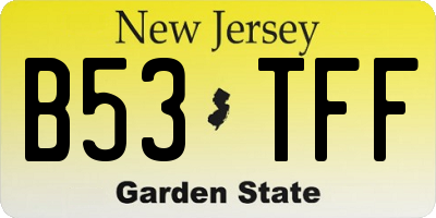 NJ license plate B53TFF
