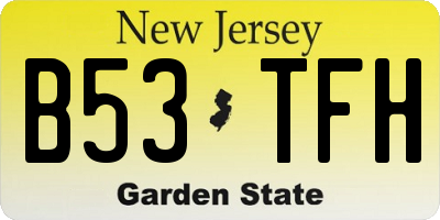 NJ license plate B53TFH
