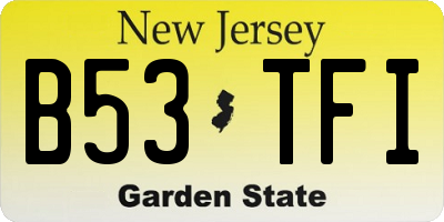 NJ license plate B53TFI