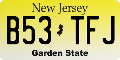 NJ license plate B53TFJ